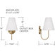Julia 1 Light 7.5 inch Matte Brass Sconce Wall Light