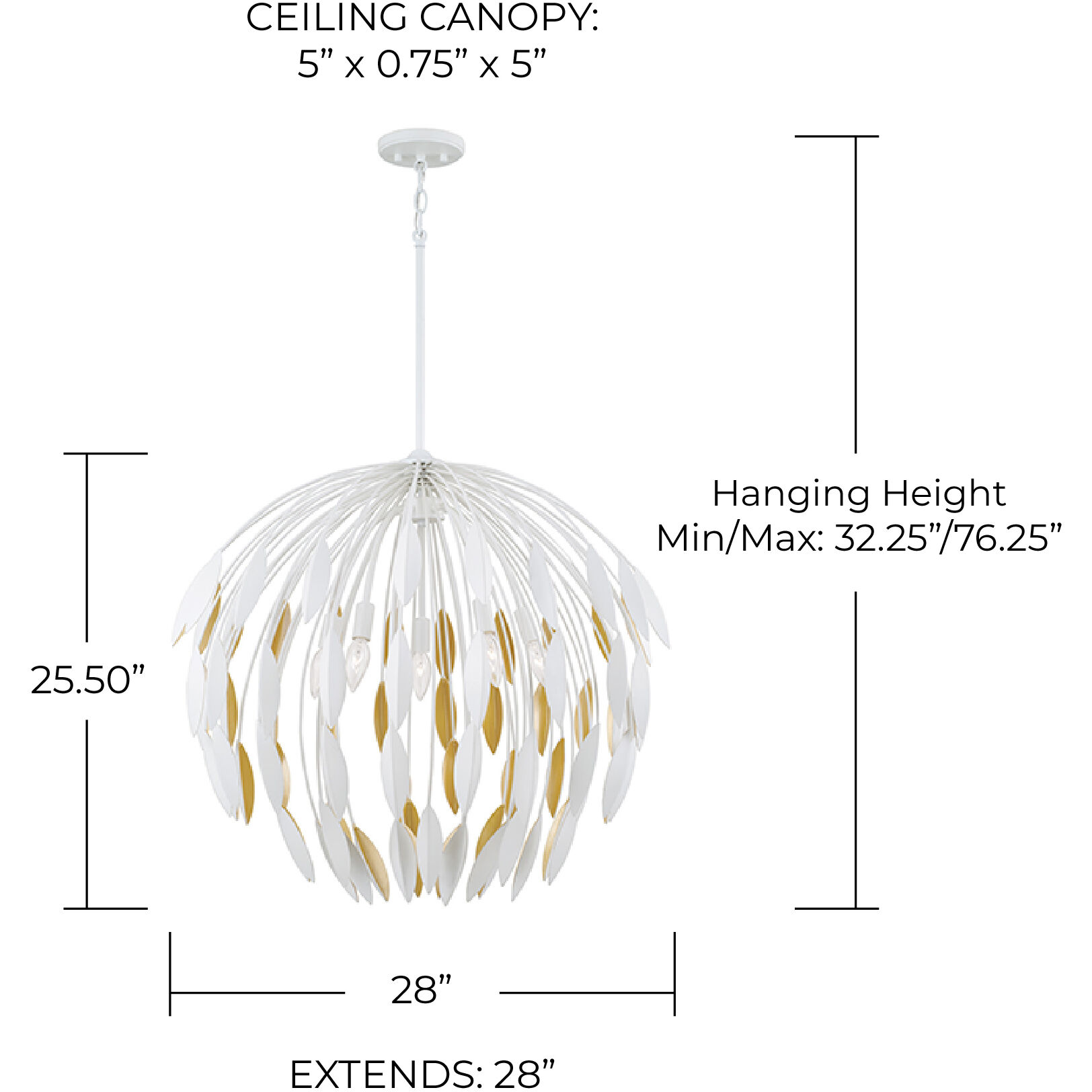 Margeaux 5 Light 28 inch Matte White Pendant Ceiling Light