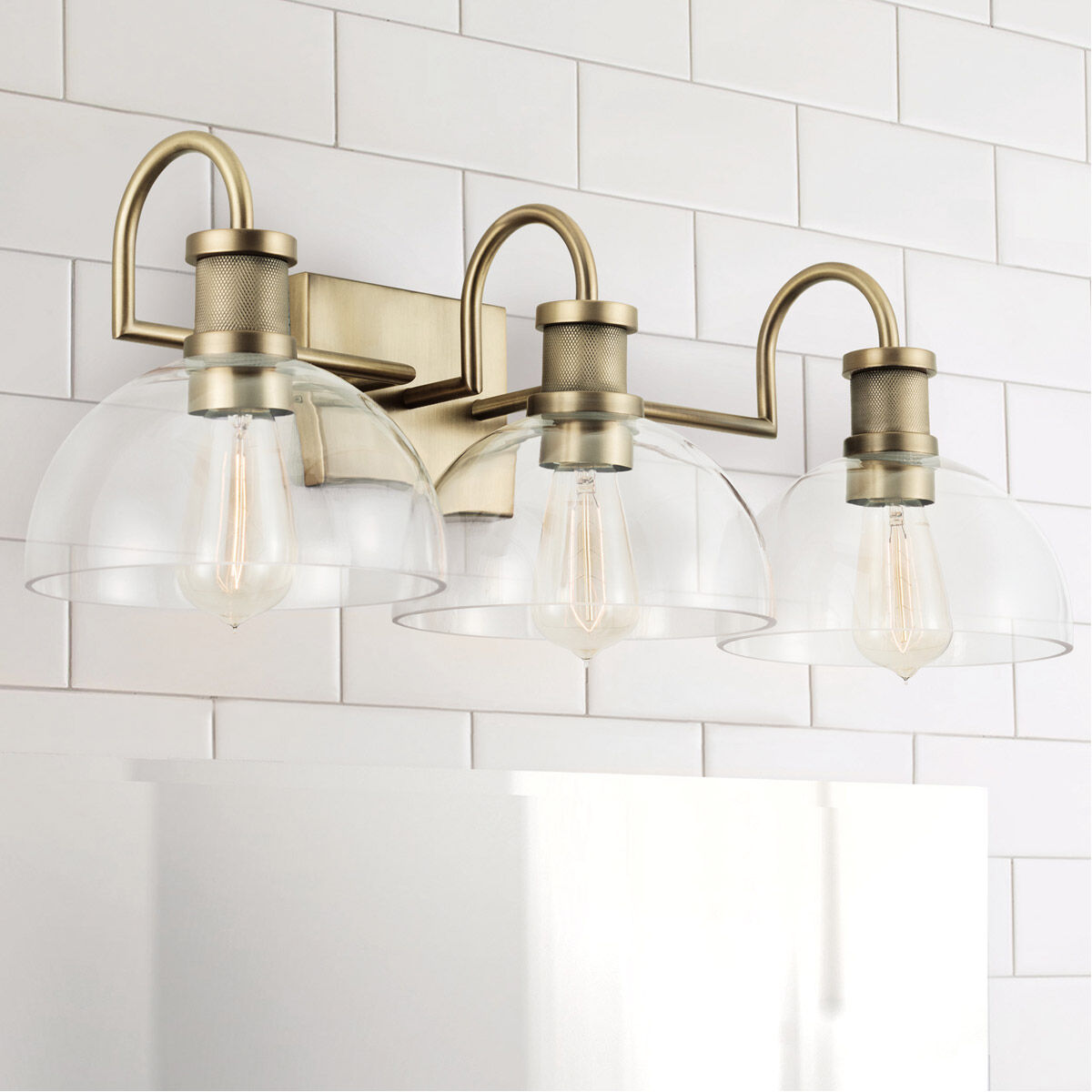 Cassidy 3 Light 27 inch Aged Brass Vanity Light Wall Light