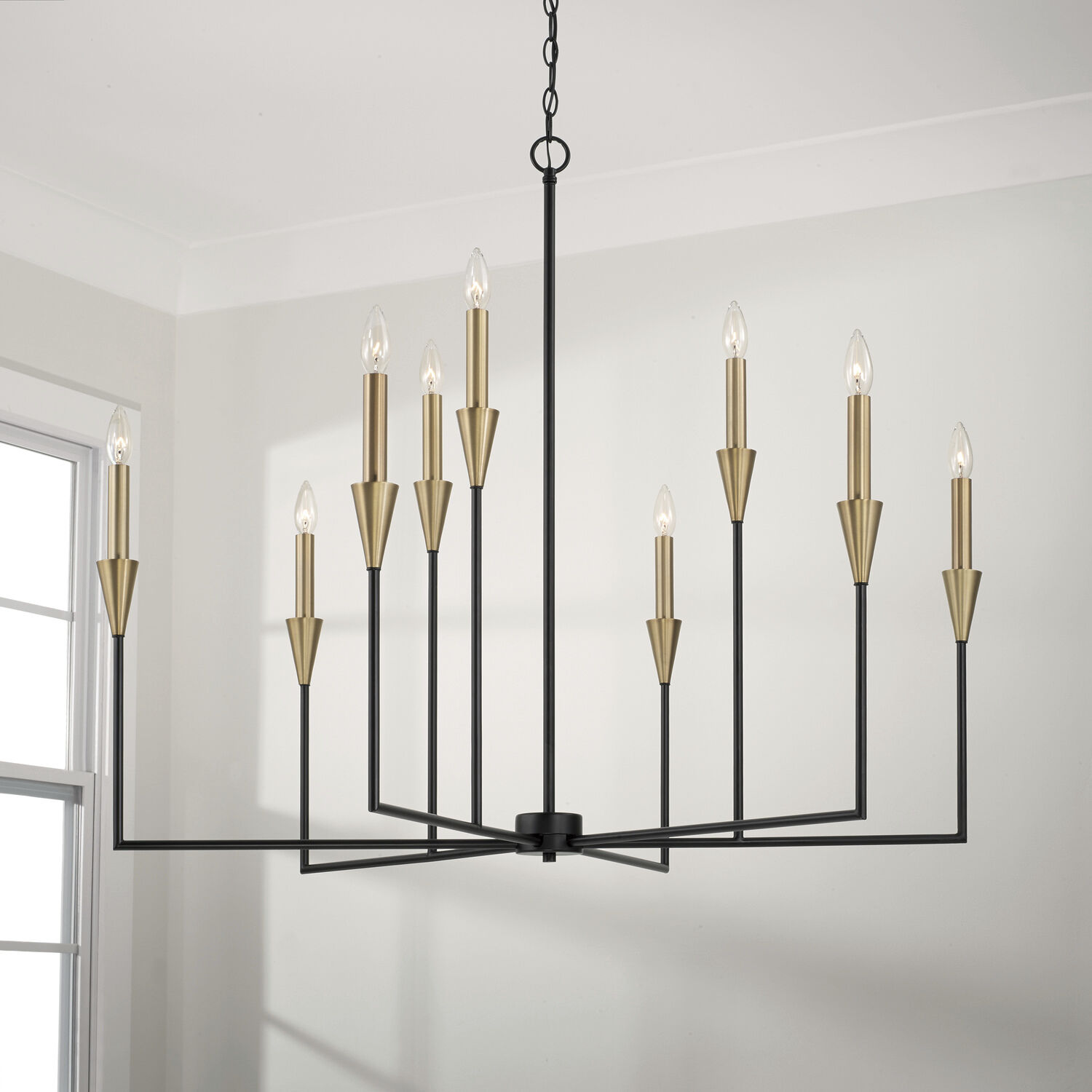 Avant 9 Light 41.75 inch Aged Brass and Black Chandelier Ceiling Light