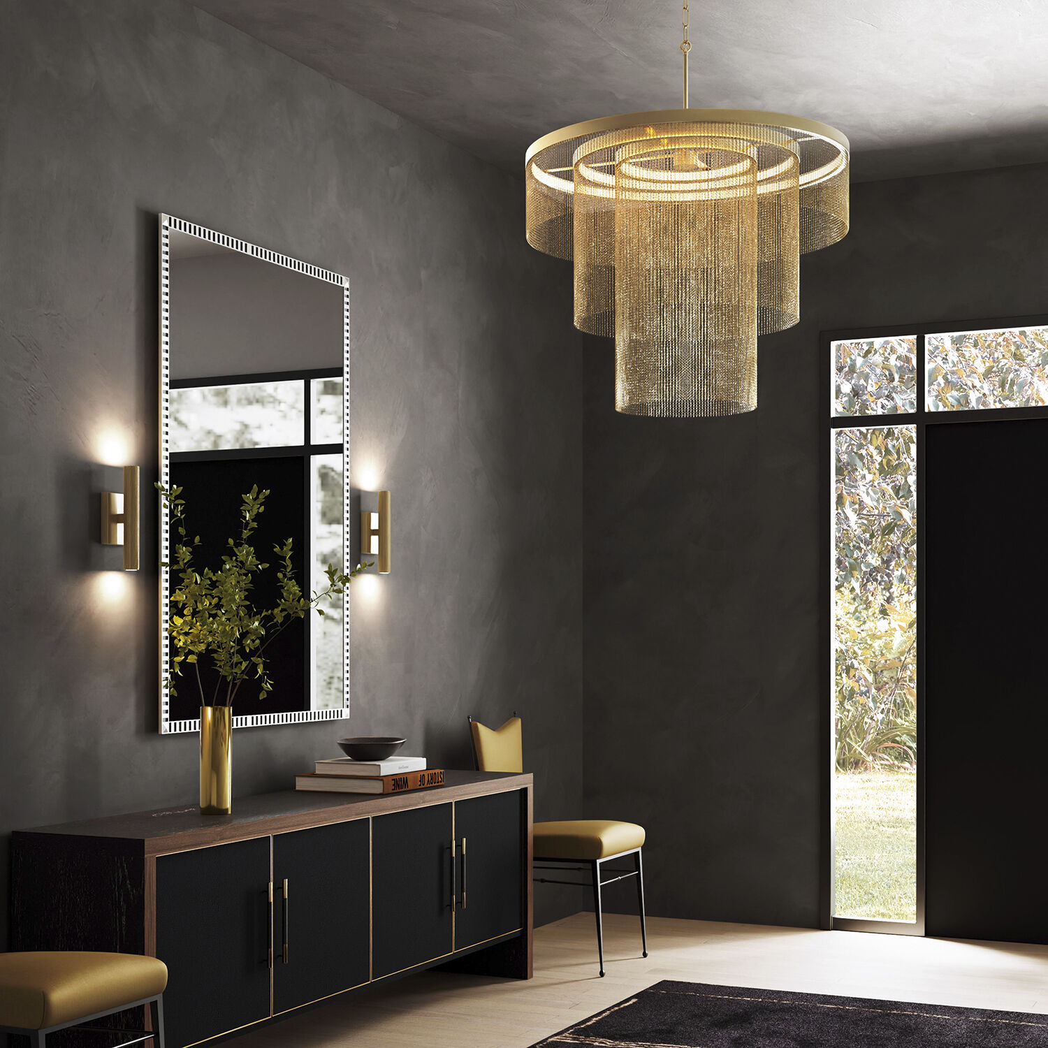 Rae LED 33 inch Aged Brass Chandelier Ceiling Light