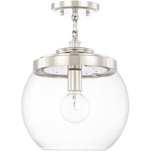 Mid Century 1 Light 11.25 inch Polished Nickel Pendant Ceiling Light, Convertible Dual Mount