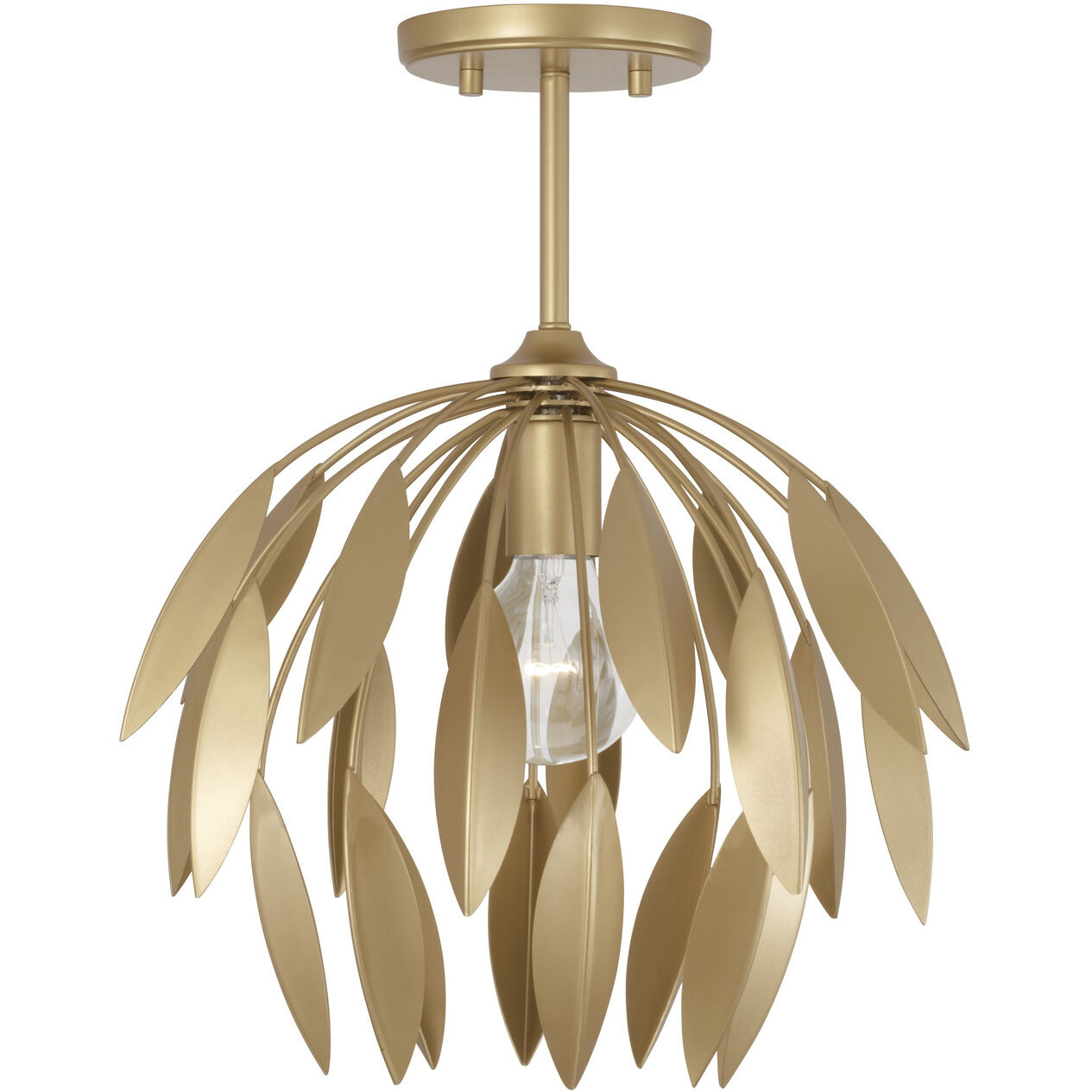 Margeaux 1 Light 14 inch Buffed Gold Pendant Ceiling Light, Convertible Dual Mount