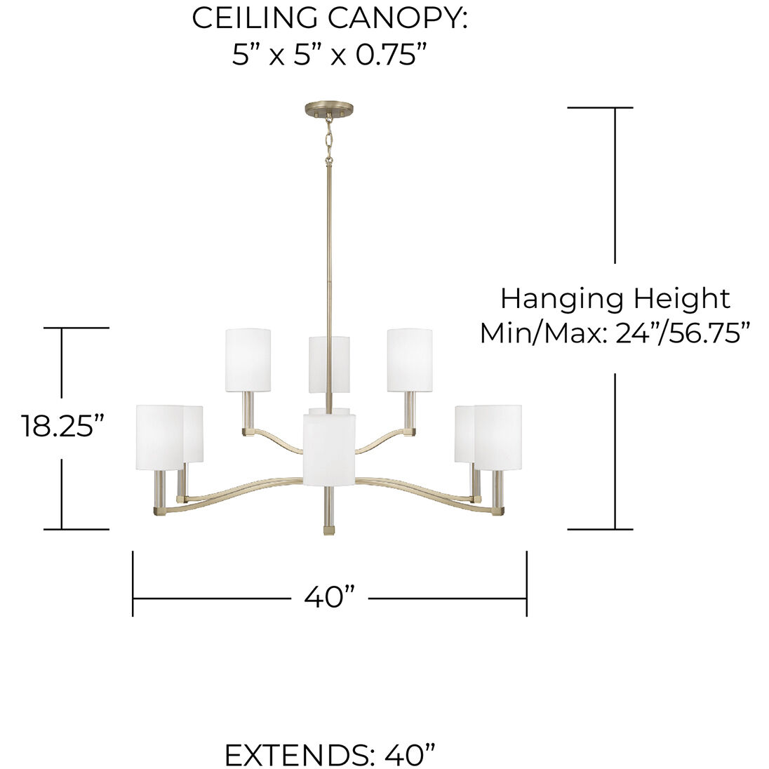 Ingrid 9 Light 40 inch Matte Brass Chandelier Ceiling Light