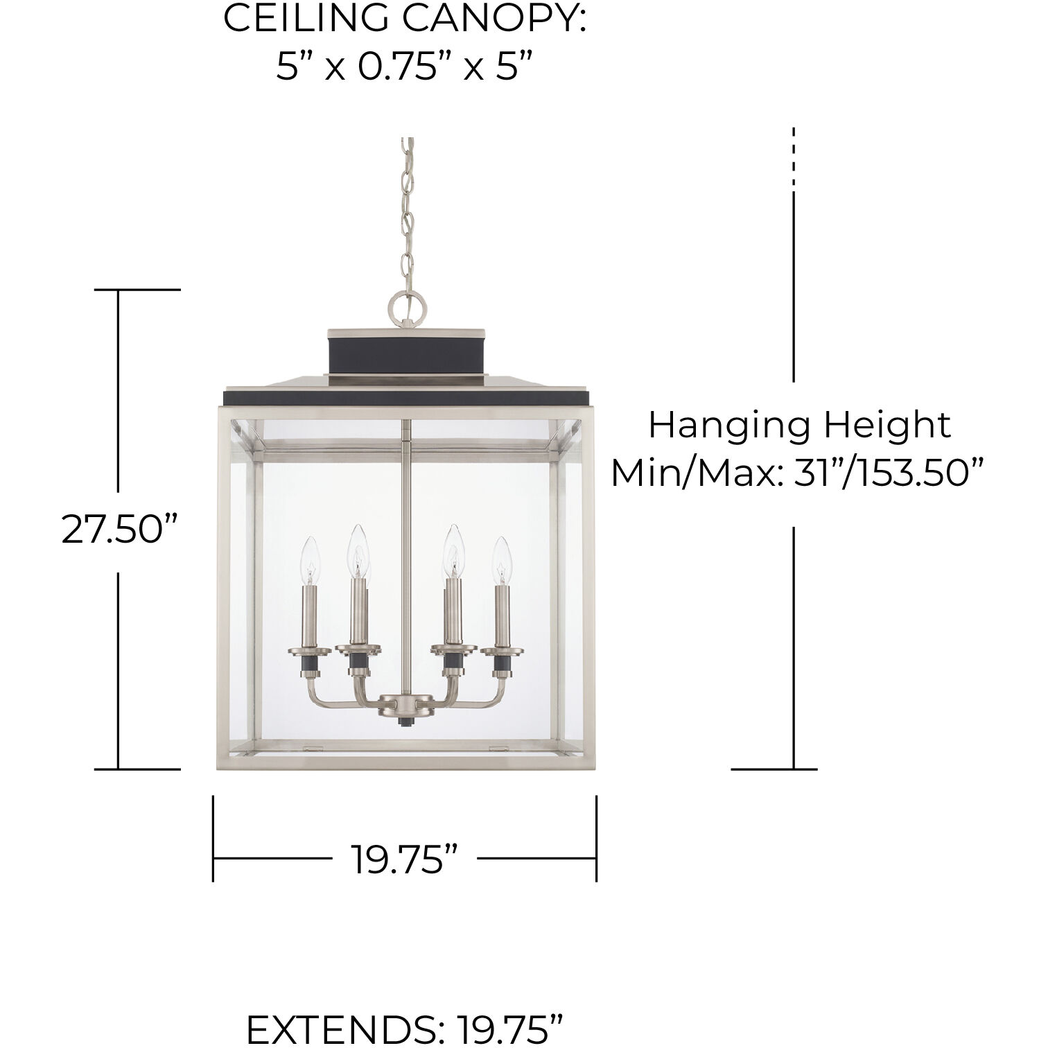 Tux 6 Light 20 inch Black Tie Foyer Ceiling Light