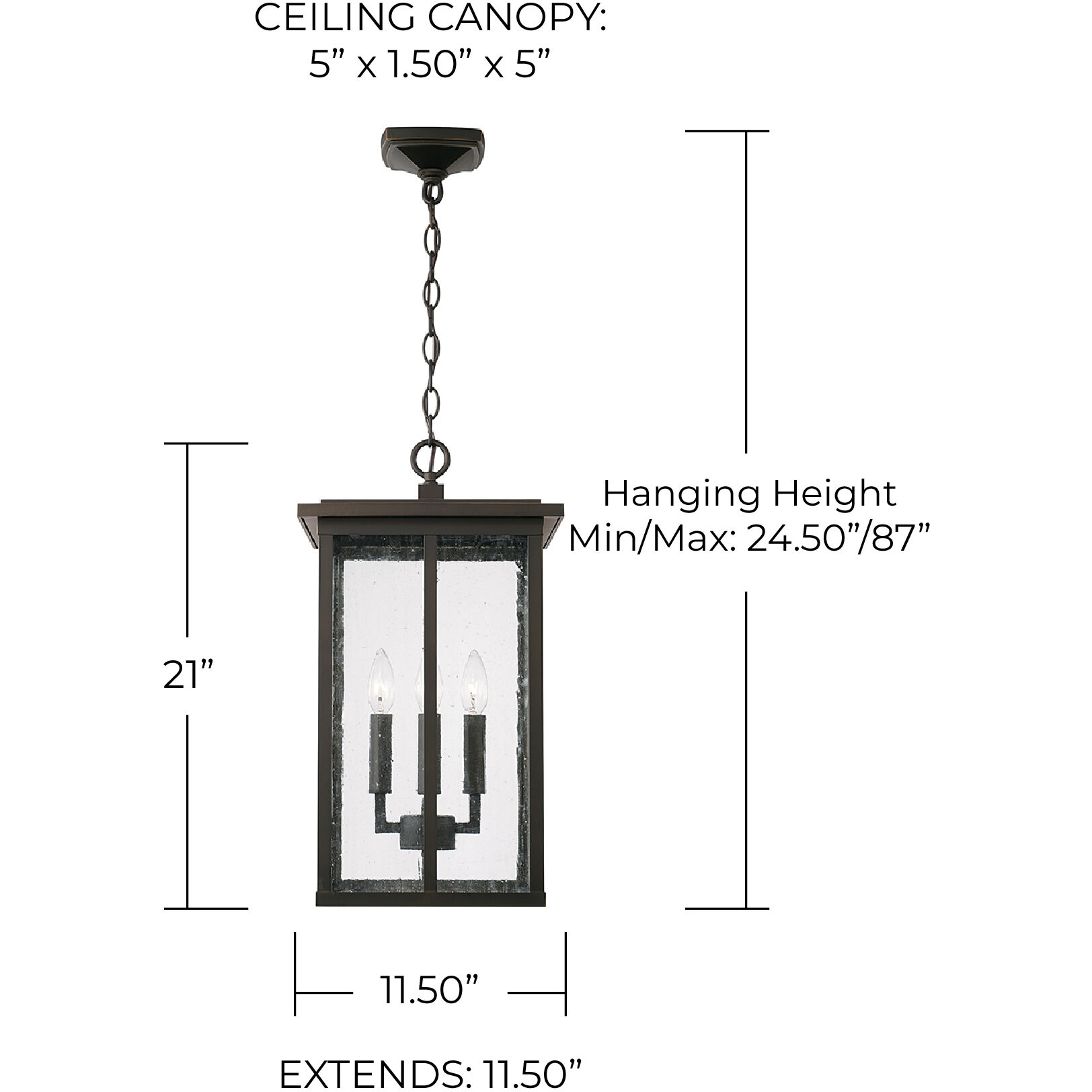 Barrett 4 Light 12 inch Oiled Bronze Outdoor Hanging Lantern
