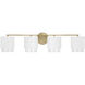 Weller 4 Light 33.5 inch Matte Brass and White Vanity Light Wall Light