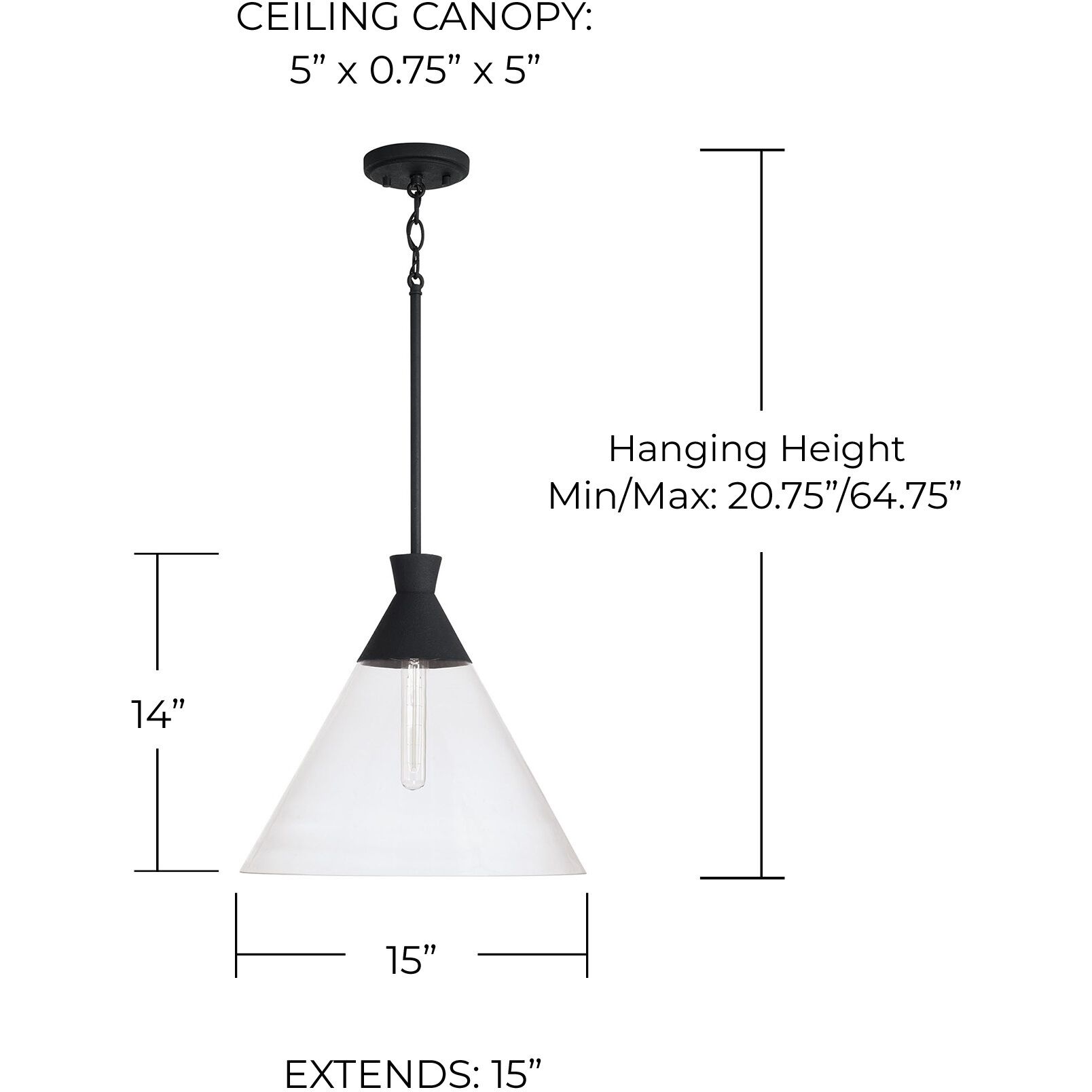 Paloma 1 Light 15 inch Textured Black Pendant Ceiling Light