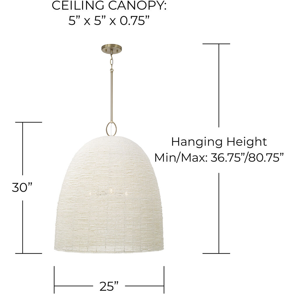 Natalia 3 Light 25 inch Aged Brass Pendant Ceiling Light