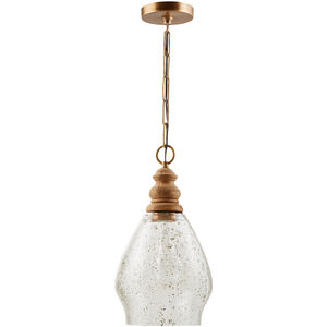Juniper 1 Light 8.5 inch Light Wood and Patinaed Brass Pendant Ceiling Light