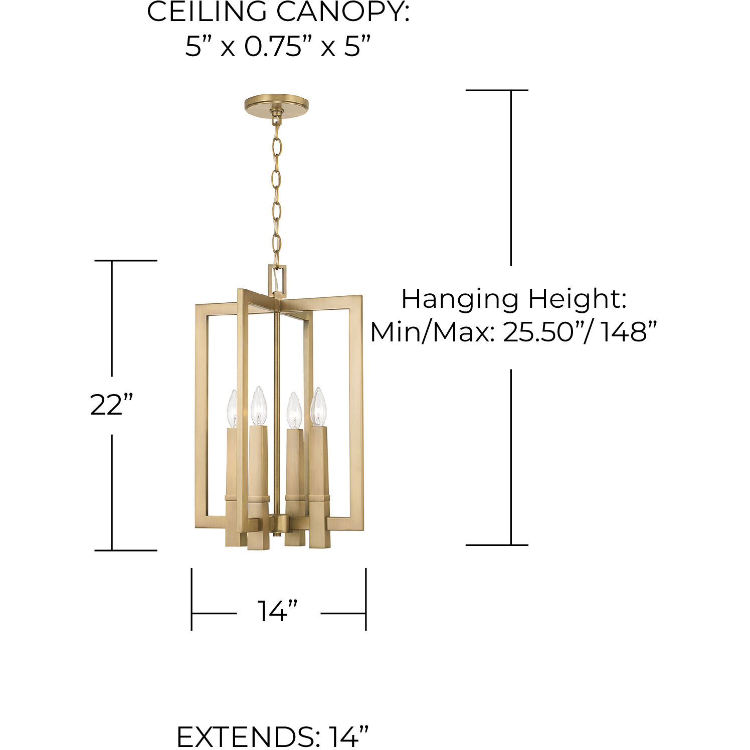 Blake 4 Light 14 inch Aged Brass Foyer Ceiling Light
