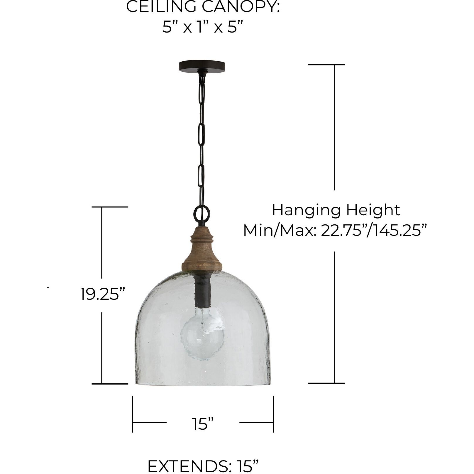 Inglewood 1 Light 15 inch Grey Wash and Dark Pewter Pendant Ceiling Light in Clear Organic Rippled