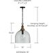 Inglewood 1 Light 15 inch Grey Wash and Dark Pewter Pendant Ceiling Light in Clear Organic Rippled