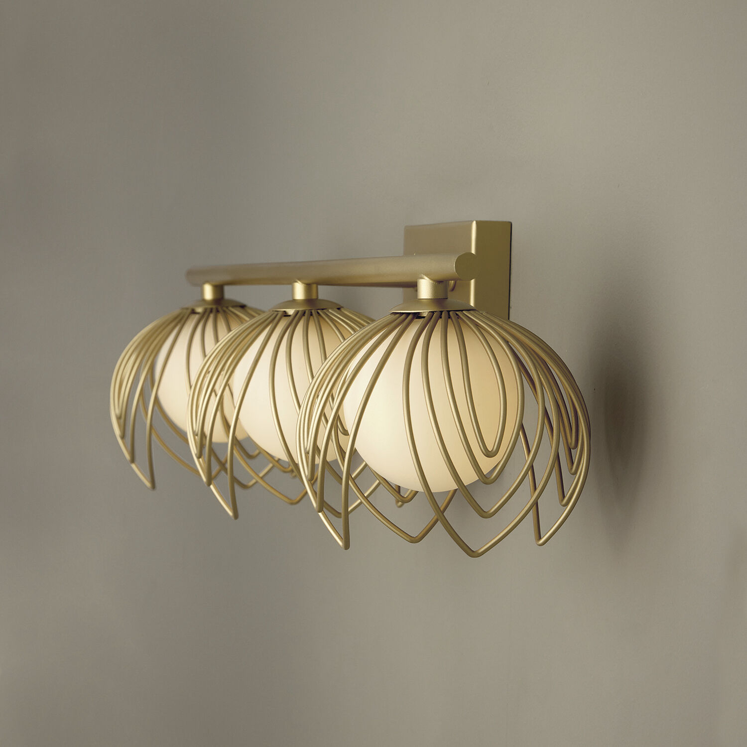 Flora 3 Light 22.75 inch Buffed Gold Vanity Light Wall Light