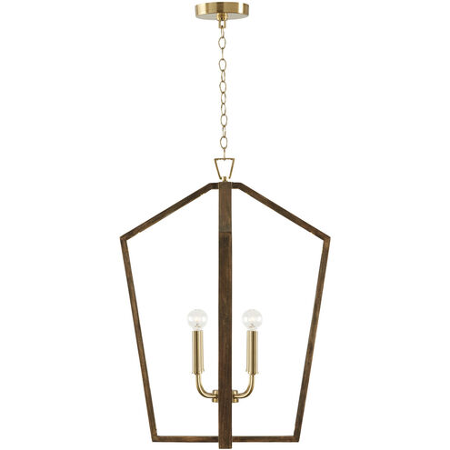 Maren 4 Light 20 inch Nordic Wood and Matte Brass Pendant Ceiling Light