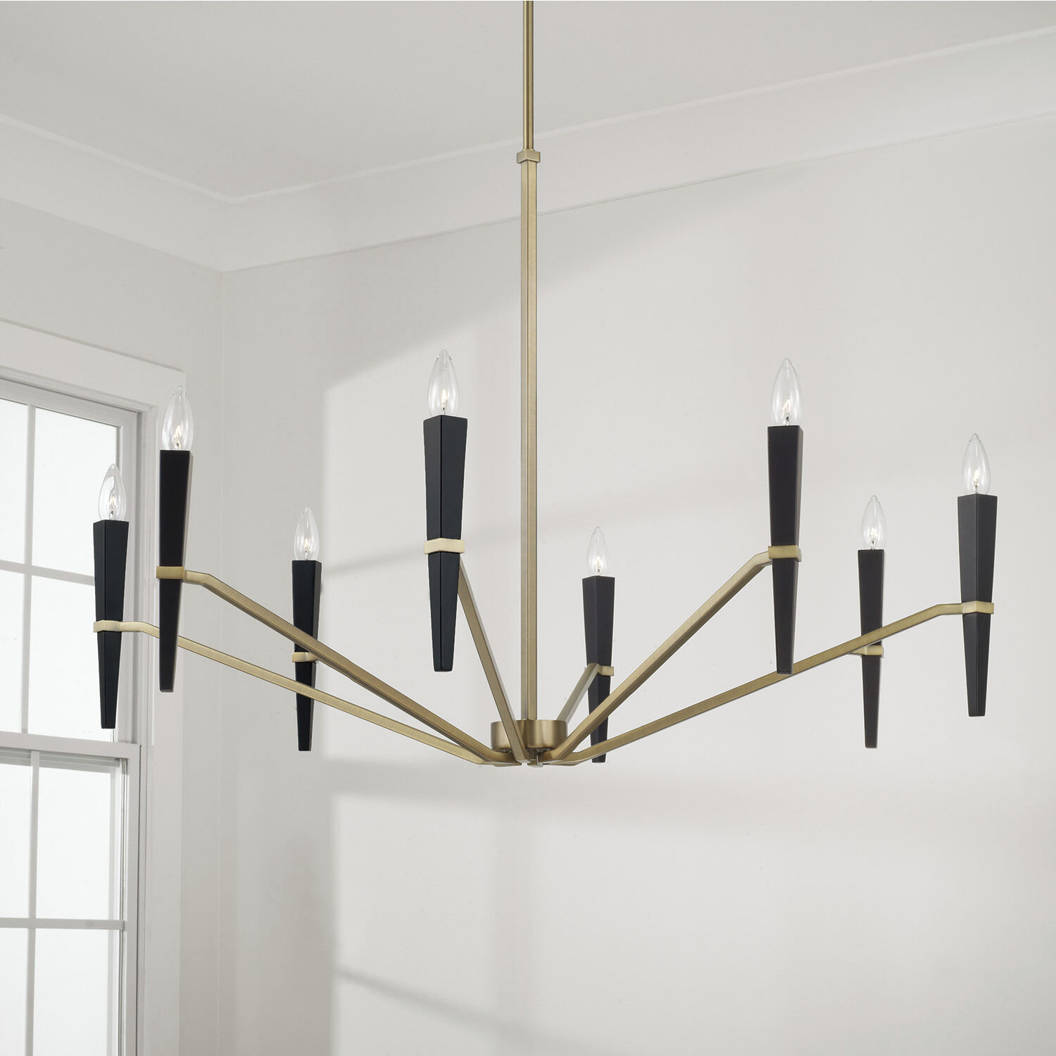 Enzo 8 Light 40 inch Aged Brass and Black Chandelier Ceiling Light