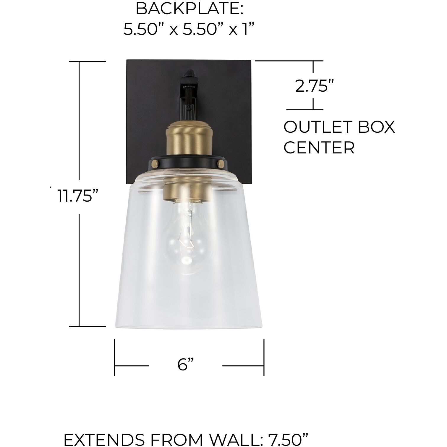 Fallon 1 Light 6 inch Aged Brass and Black Sconce Wall Light