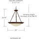 George 3 Light 20 inch Burnished Bronze Pendant Ceiling Light in Mist Scavo, Convertible Dual Mount