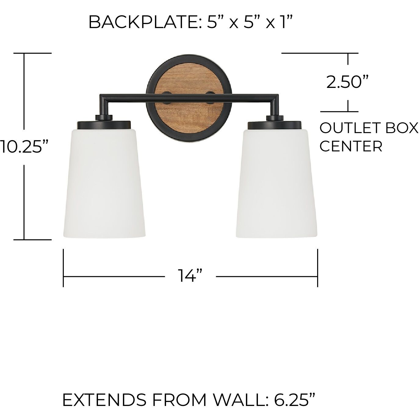 Jonah 2 Light 14 inch Light Wood and Matte Black Vanity Light Wall Light