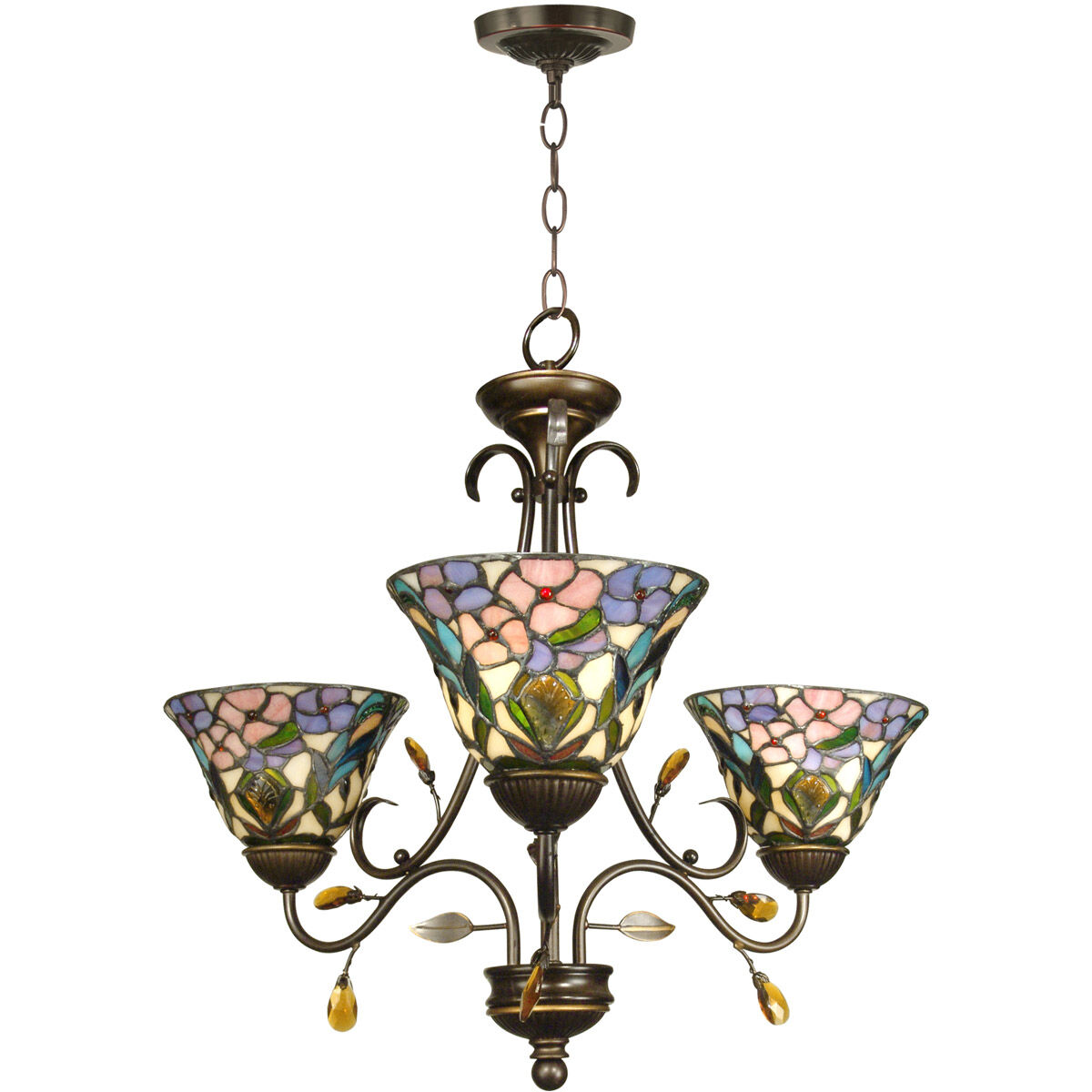 Evelyn 3 Light 24 inch Antique Golden Bronze Pendant Ceiling Light
