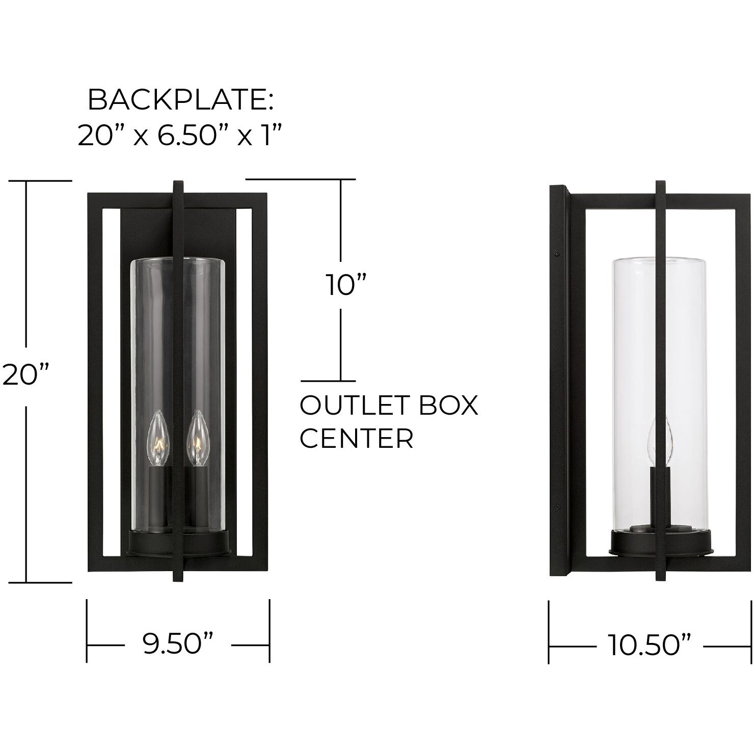 Kent 2 Light 20 inch Black Outdoor Wall Lantern