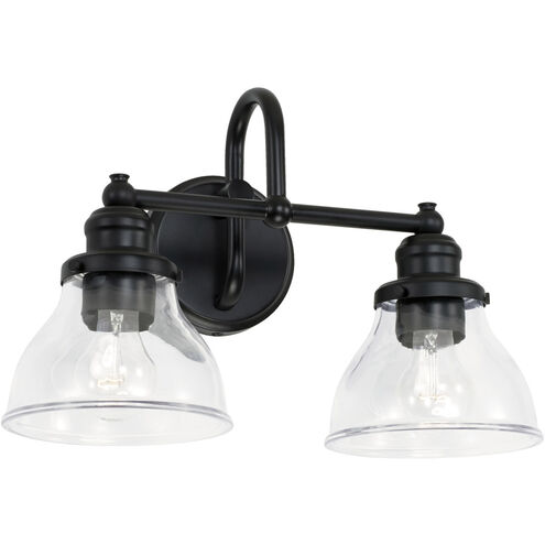 Baxter 2 Light 16 inch Matte Black Vanity Light Wall Light