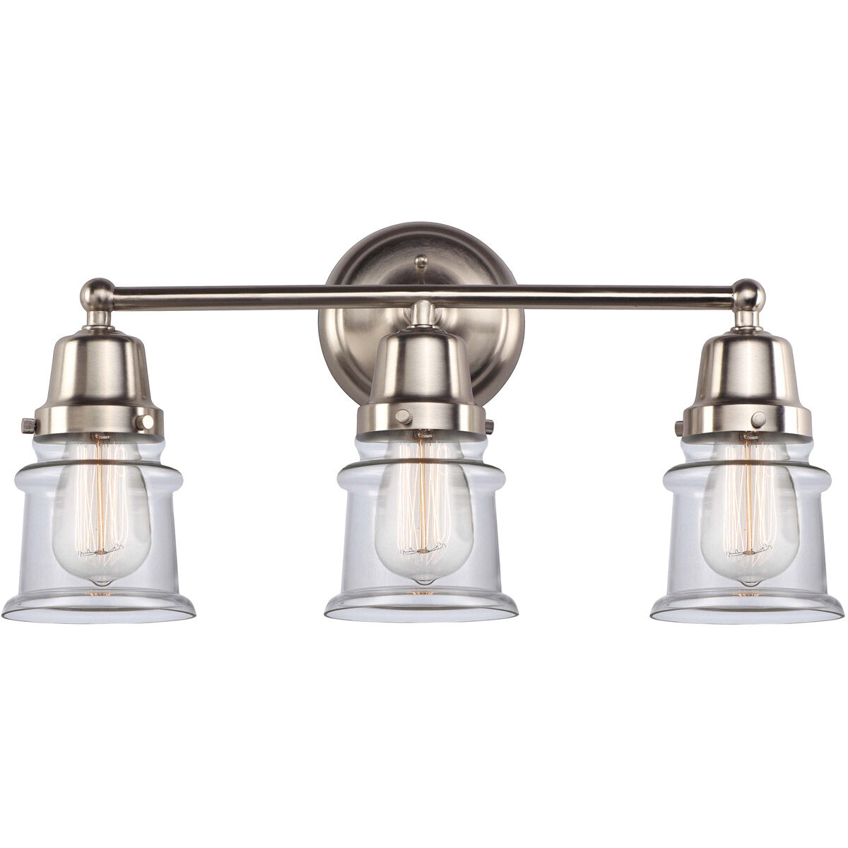 Aditi Small Canton 3 Light 21.25 inch Brushed Satin Nickel Bath Vanity Light Wall Light, Aditi