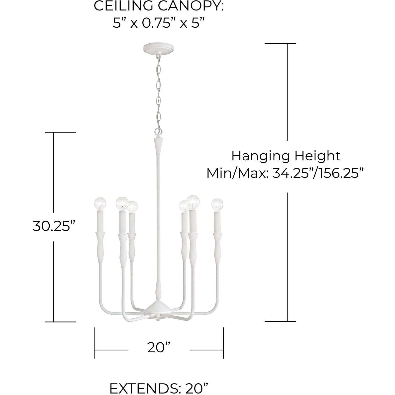 Paloma 6 Light 20 inch Textured White Chandelier Ceiling Light