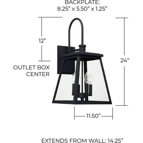 Belmore 4 Light 24 inch Black Outdoor Wall Lantern