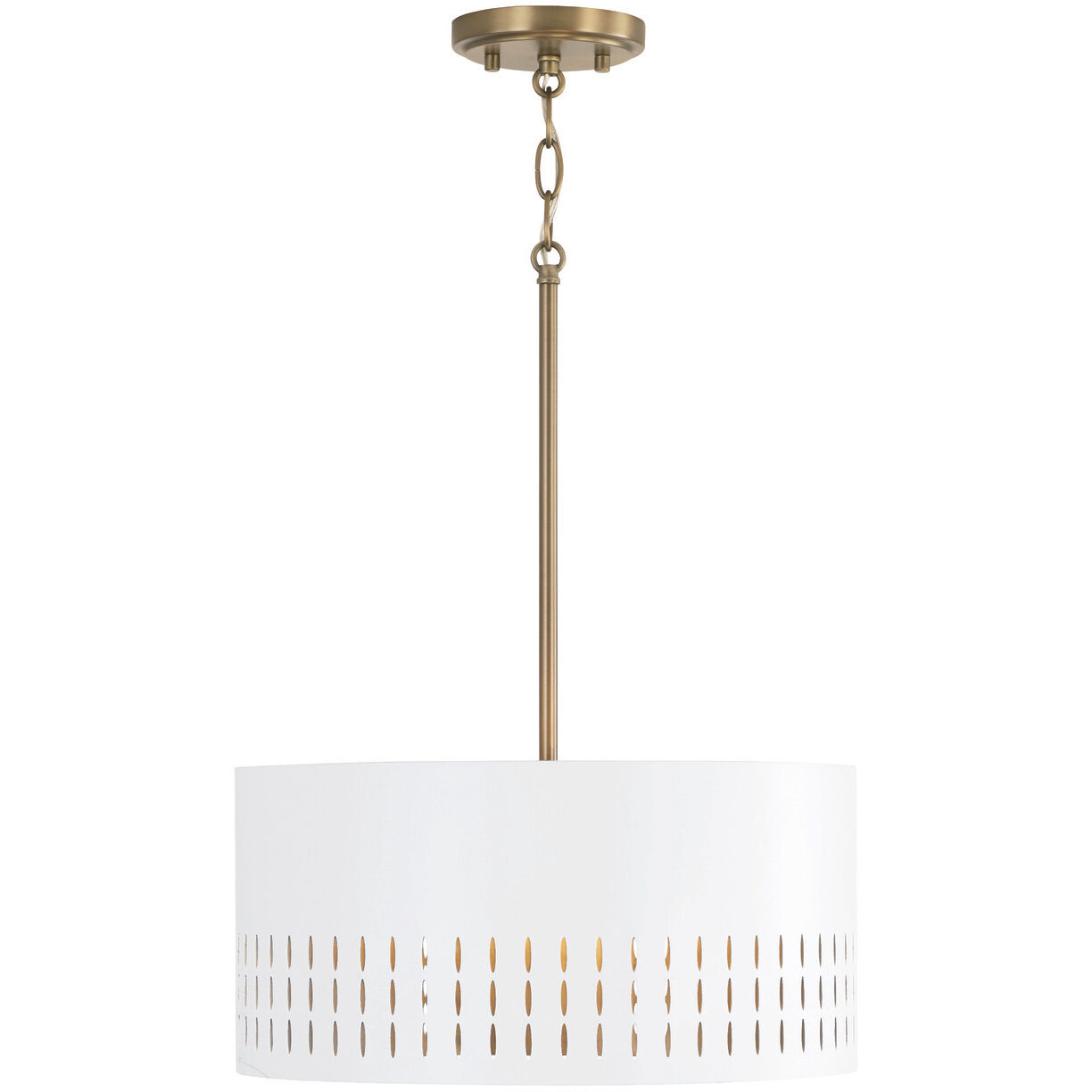 Dash 3 Light 15.5 inch Aged Brass and White Semi-Flush Mount Ceiling Light