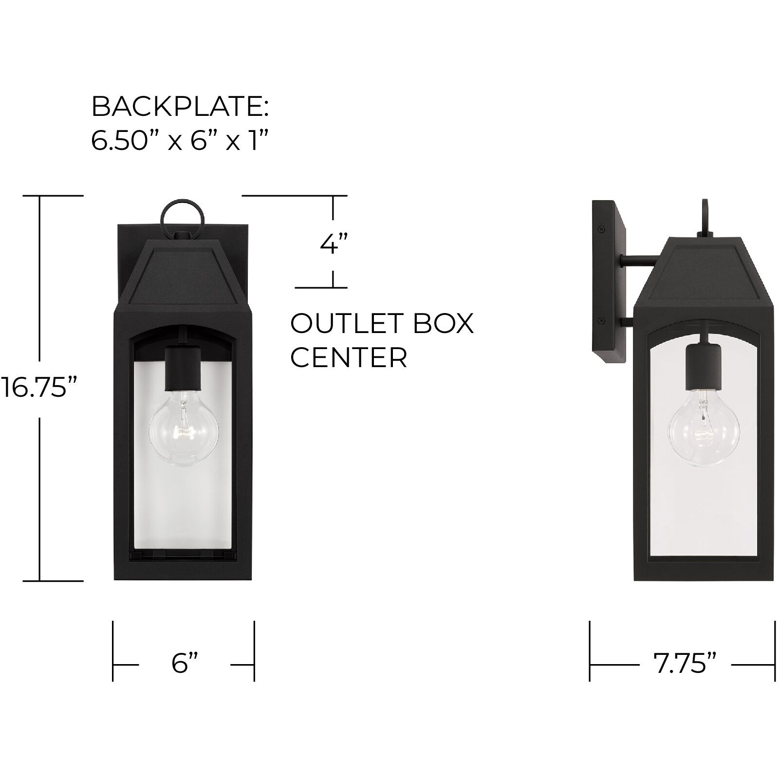 Burton 1 Light 17 inch Black Outdoor Wall Lantern