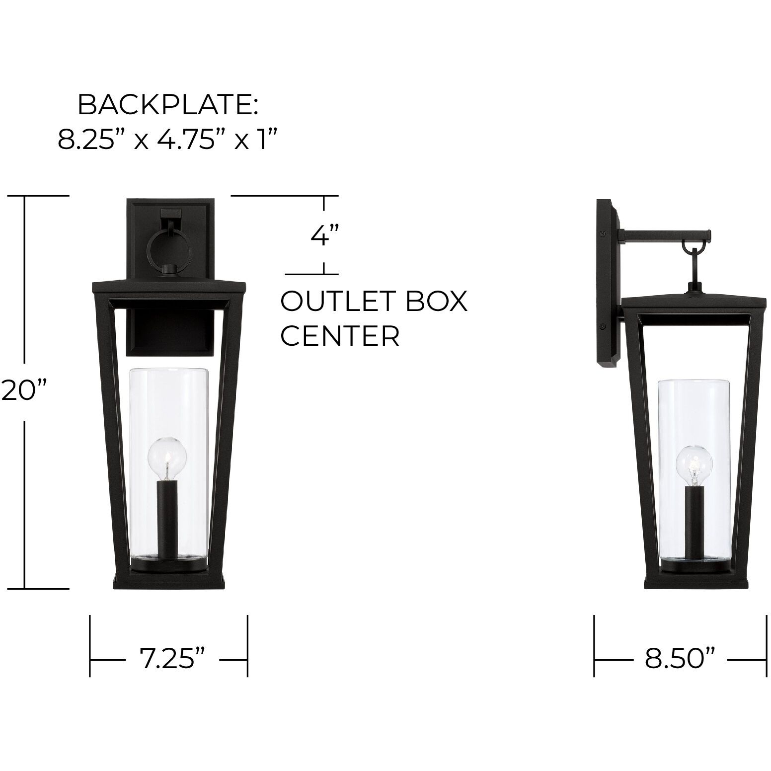 Elliott 1 Light 20 inch Black Outdoor Wall Lantern