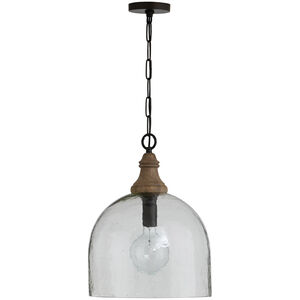 Inglewood 1 Light 15 inch Grey Wash and Dark Pewter Pendant Ceiling Light in Clear Organic Rippled