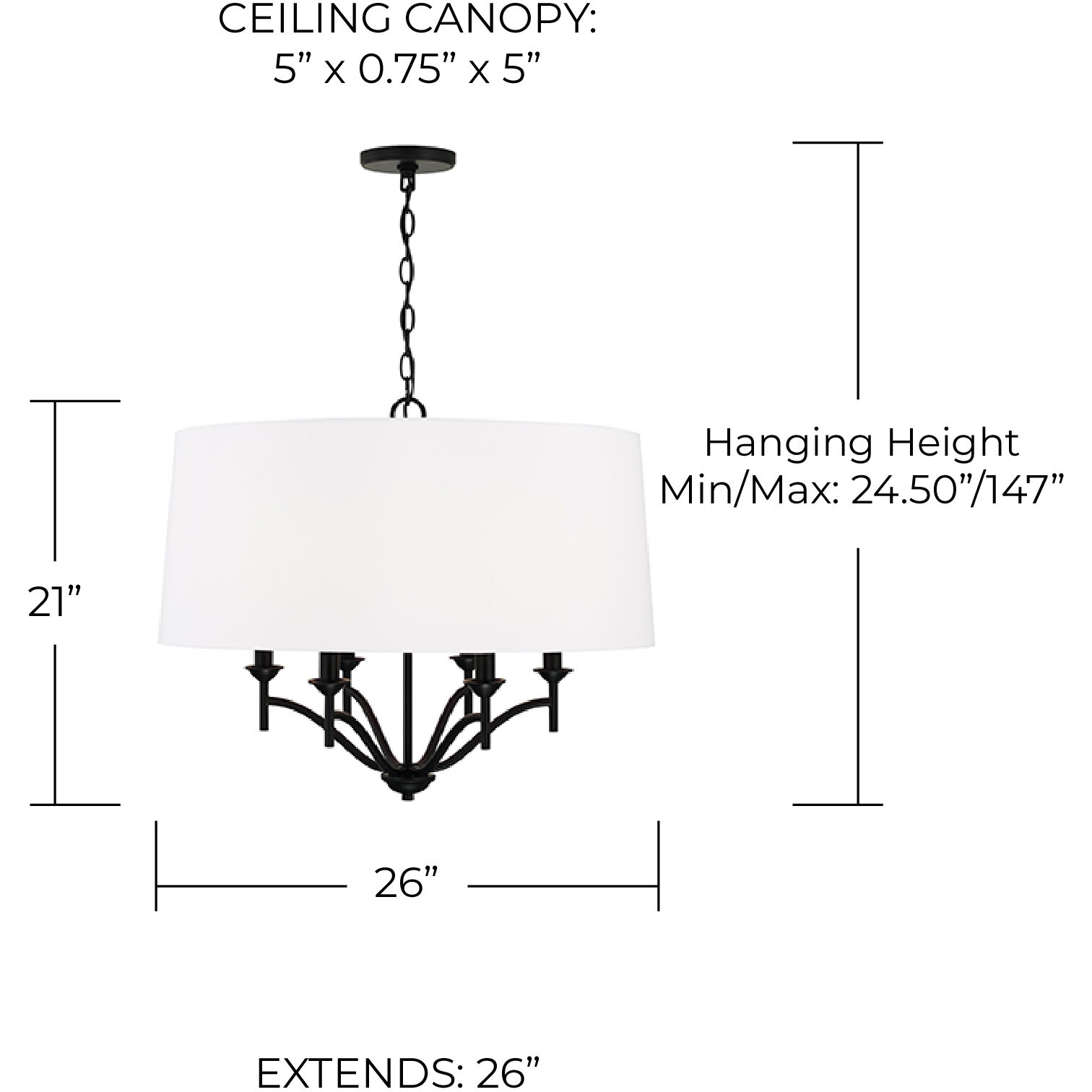 Peyton 6 Light 26 inch Matte Black Pendant Ceiling Light