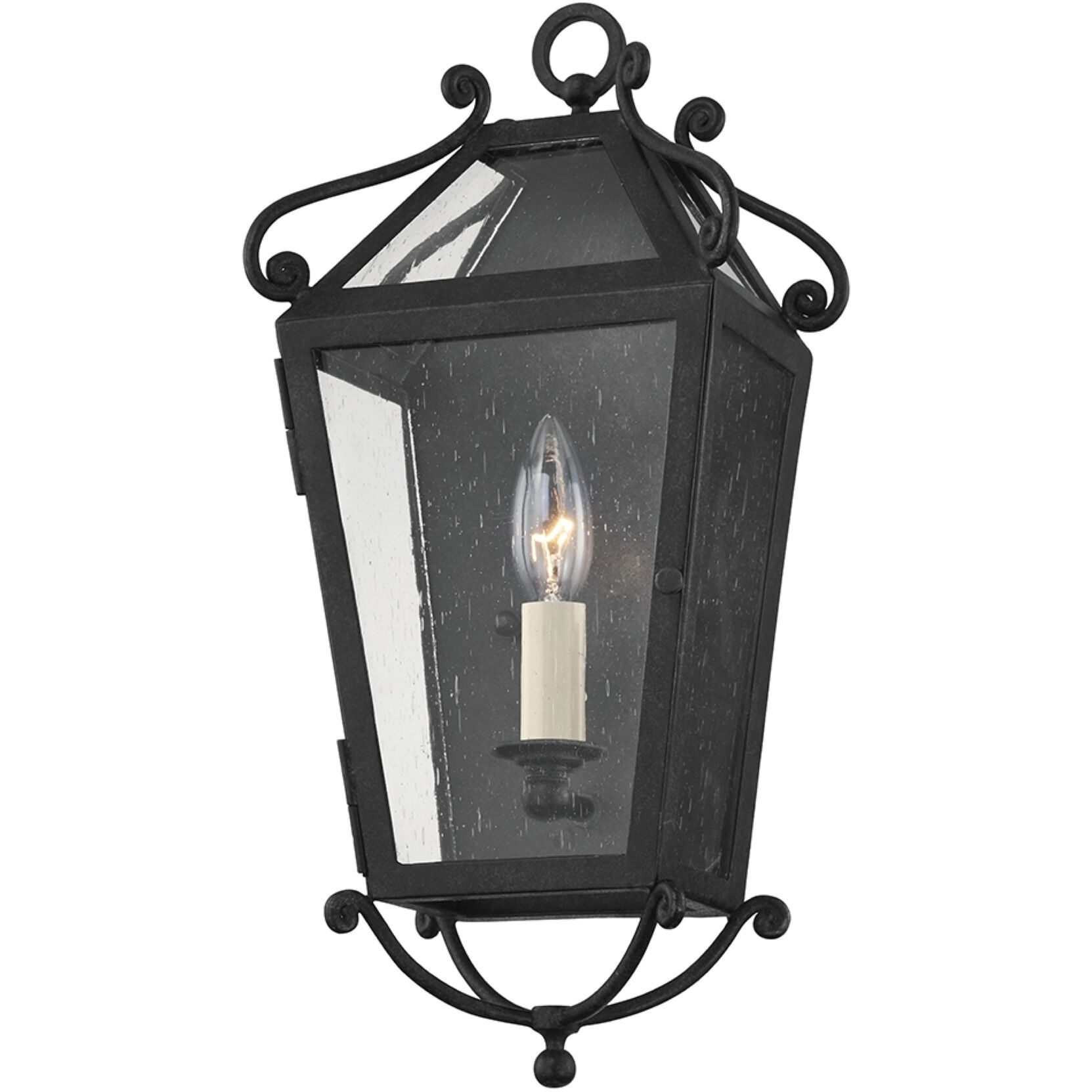 Santa Barbara County 1 Light 17 inch French Iron Outdoor Wall Sconce, Small