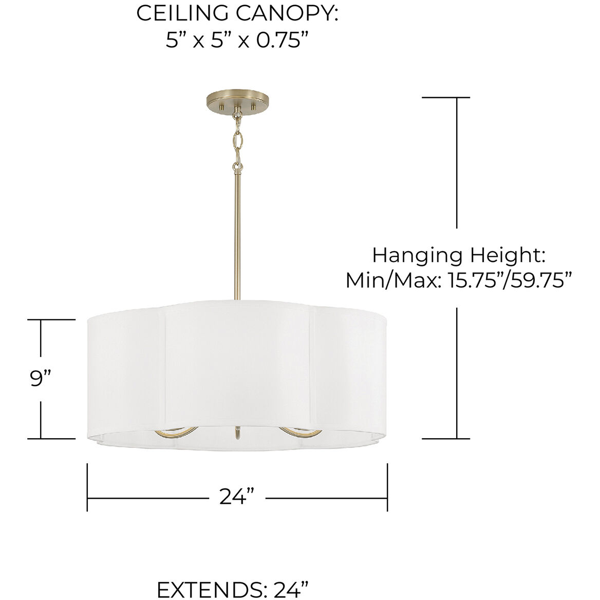 Sabine 6 Light 24 inch Matte Brass Pendant Ceiling Light