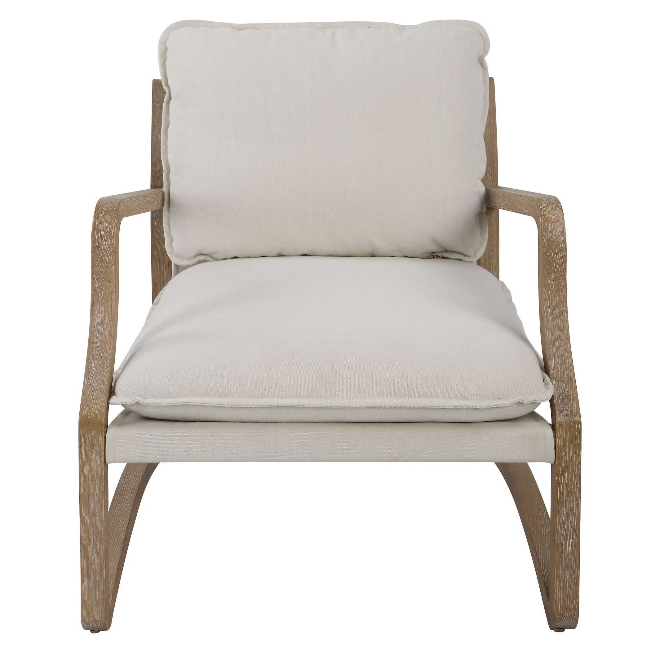 Melora Natural Solid Oak and Natural Linen Toned Fabric Accent Chair
