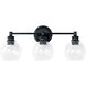 Mid Century 3 Light 24 inch Matte Black Vanity Light Wall Light