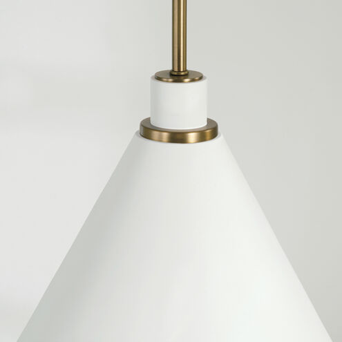 Bradley 1 Light 15 inch Aged Brass and White Pendant Ceiling Light