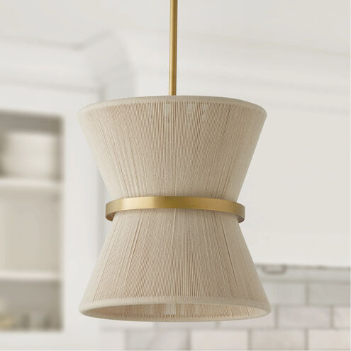 Cecilia 1 Light 12 inch Bleached Natural Rope and Patinaed Brass Pendant Ceiling Light