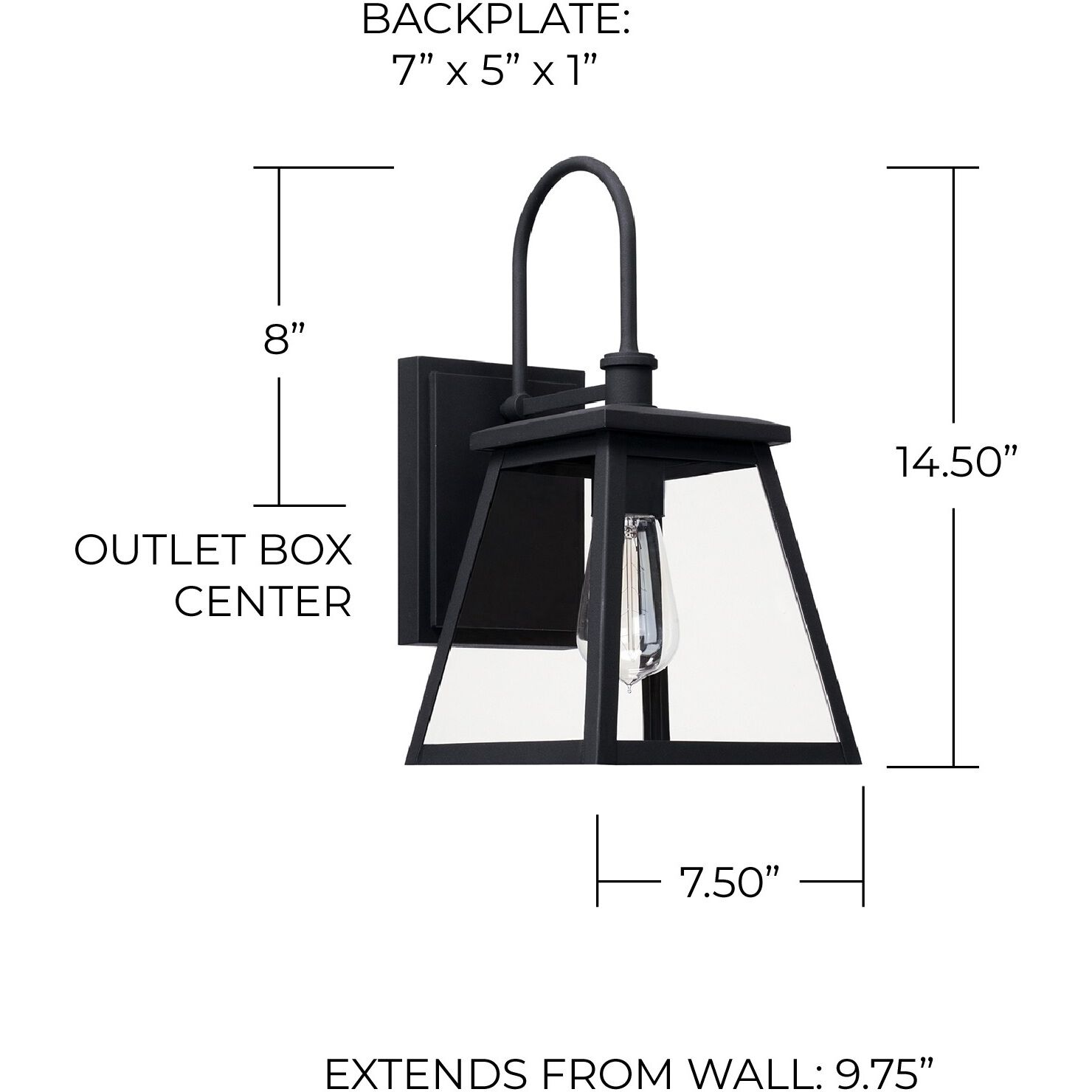 Belmore 1 Light 15 inch Black Outdoor Wall Lantern