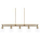 Mid Century 5 Light 47 inch Aged Brass Island Ceiling Light