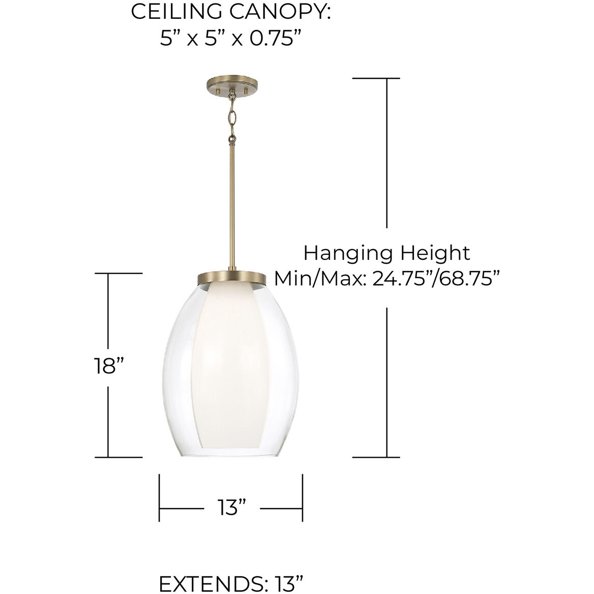 Joss 1 Light 13 inch Aged Brass Pendant Ceiling Light