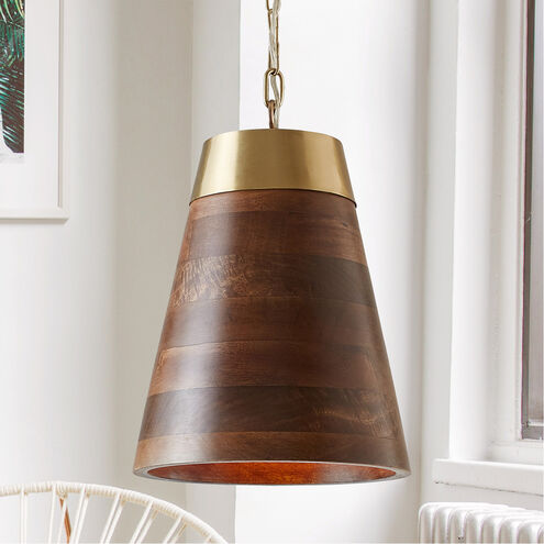 Dodd 1 Light 10 inch Medium Wood and Matte Brass Pendant Ceiling Light