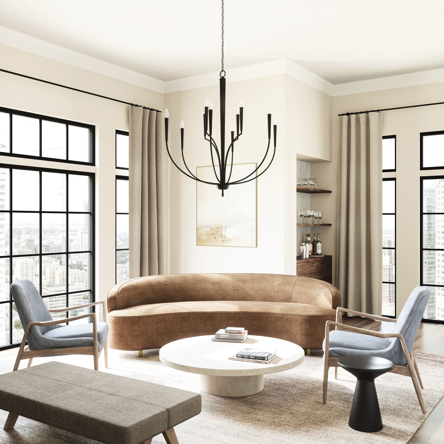 Holden 10 Light 40 inch Matte Black Chandelier Ceiling Light