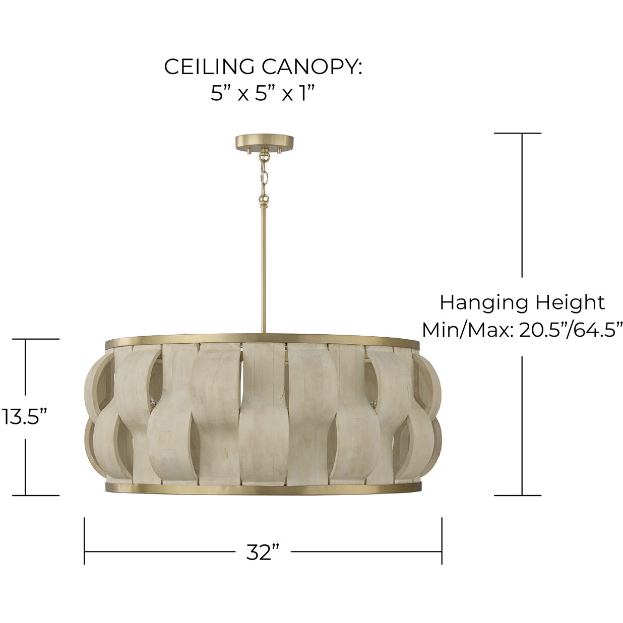 Willa 6 Light 32 inch Matte Brass Pendant Ceiling Light