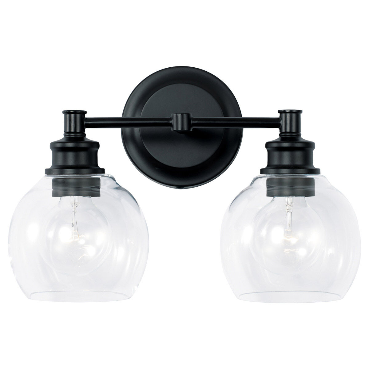 Mid Century 2 Light 15 inch Matte Black Vanity Light Wall Light