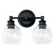 Mid Century 2 Light 15 inch Matte Black Vanity Light Wall Light