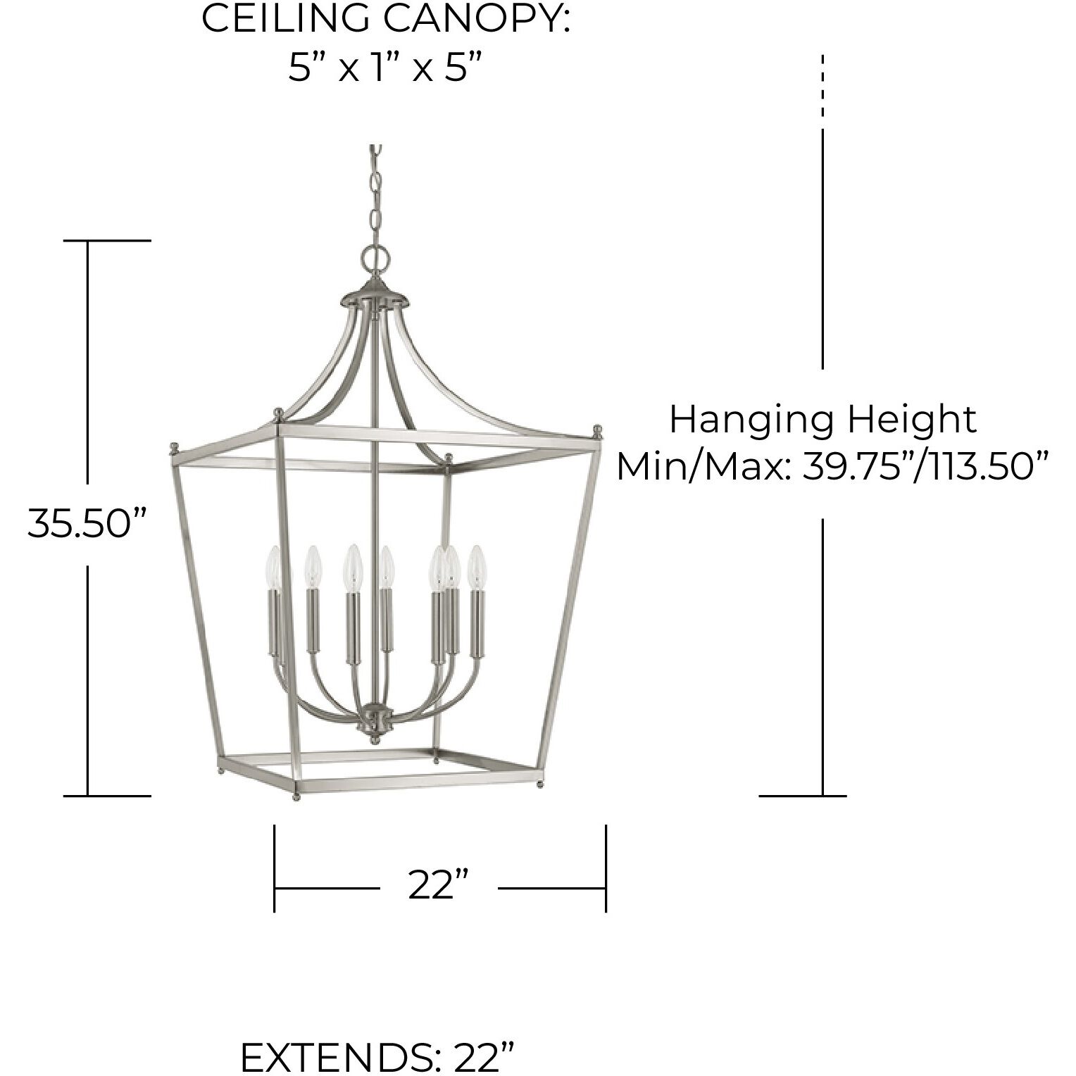 Stanton 8 Light 22 inch Brushed Nickel Foyer Ceiling Light