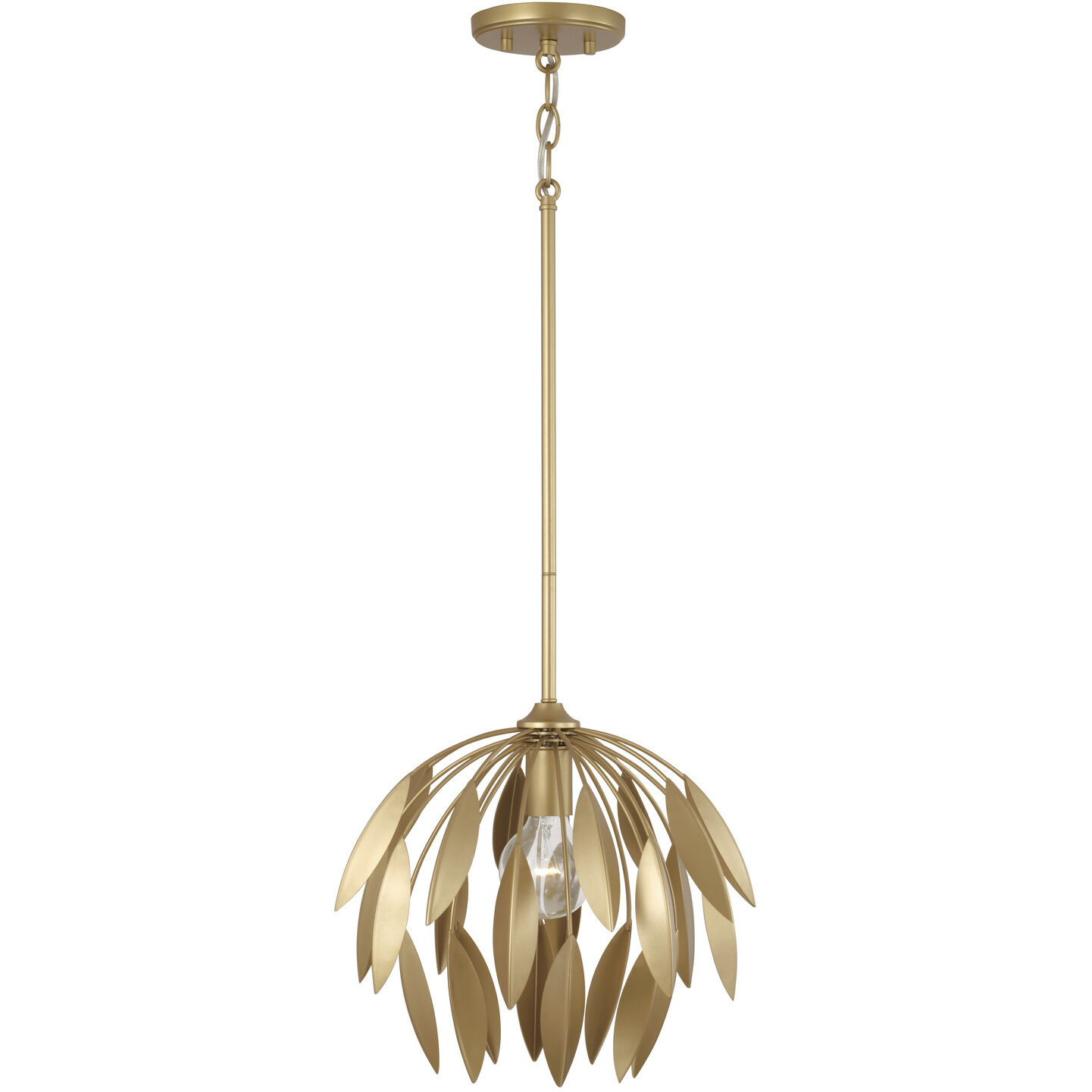 Margeaux 1 Light 14 inch Buffed Gold Pendant Ceiling Light, Convertible Dual Mount